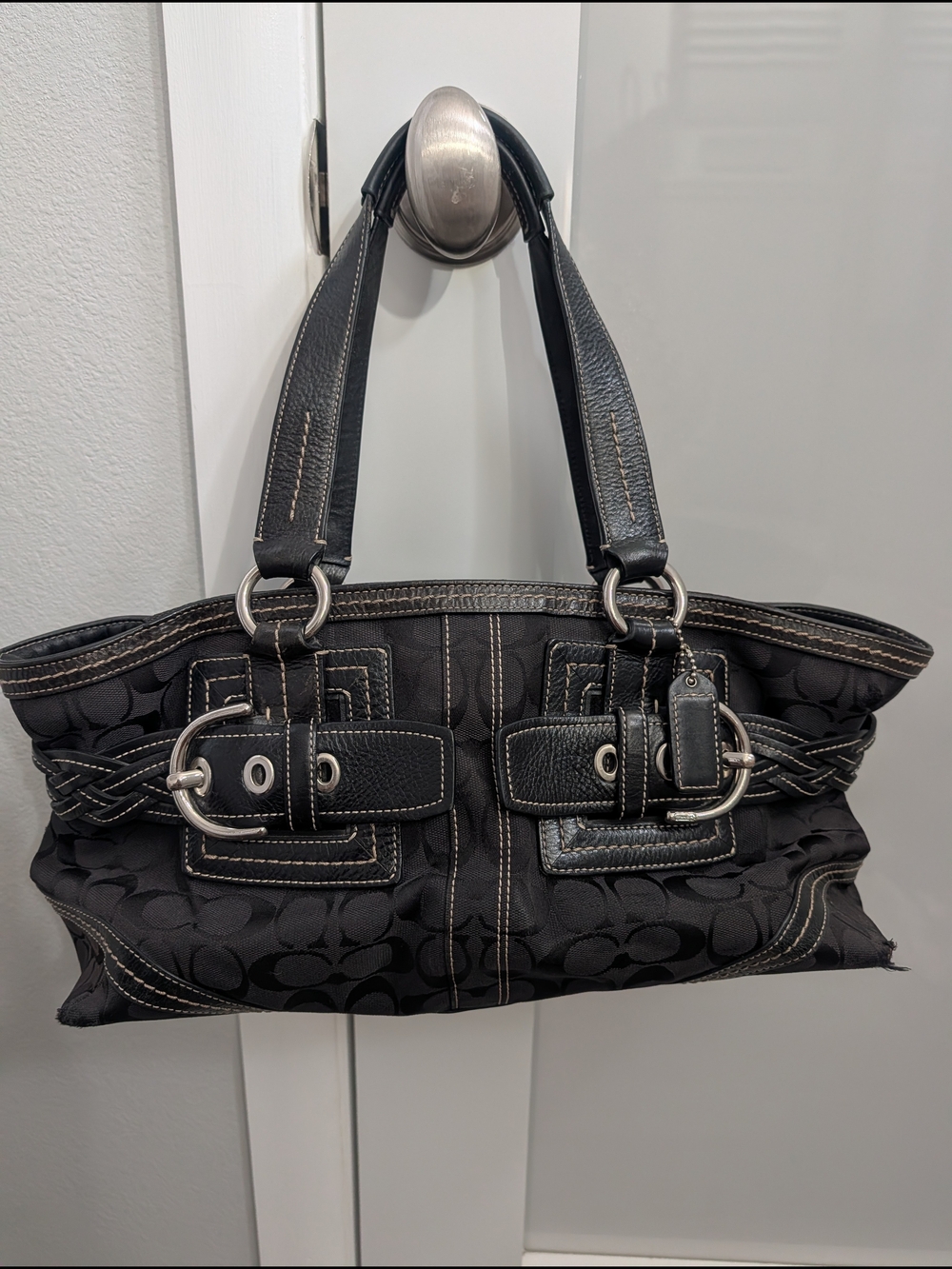 Vintage Coach Soho Signature Jacquard Leather Satchel Tote 05089
